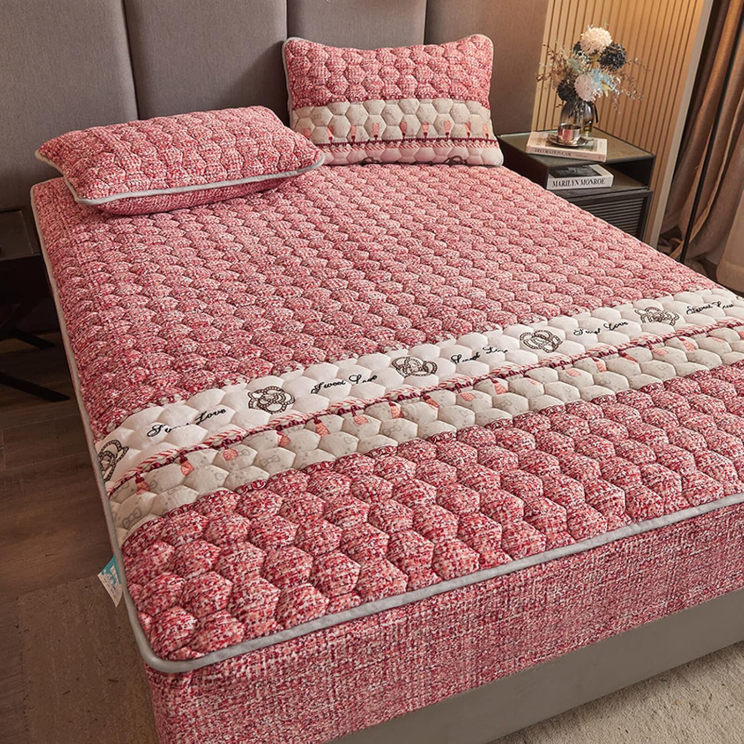 Daenlujec Fitted Bed Sheets Only Queen Size Bean Paste