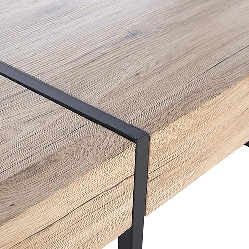 Miniatura 6 de SAFAVIEH Home Collection - Mesa de centro rectangular moderna Tristan con parte superior de madera natural y base de metal negro, mesa de sala de