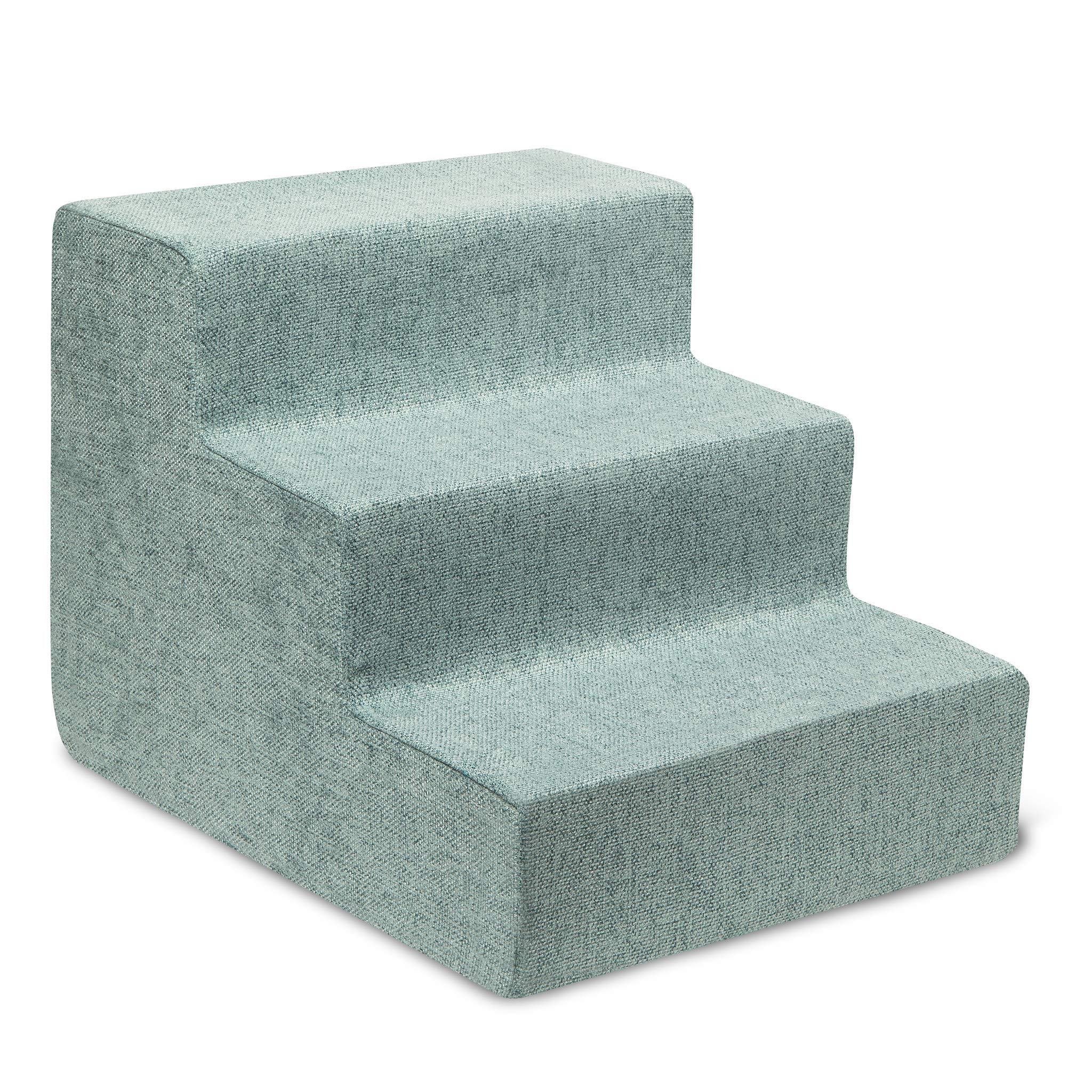 Best Pet Supplies Dog Stairs &amp; Steps - Foam Steps for Small Dogs &amp; Cats, Non-Slip Indoor Balanced Pet Step Support, Dog Ramp, No Assembly, Pale Teal, 3-Step (13.5-inch Height)