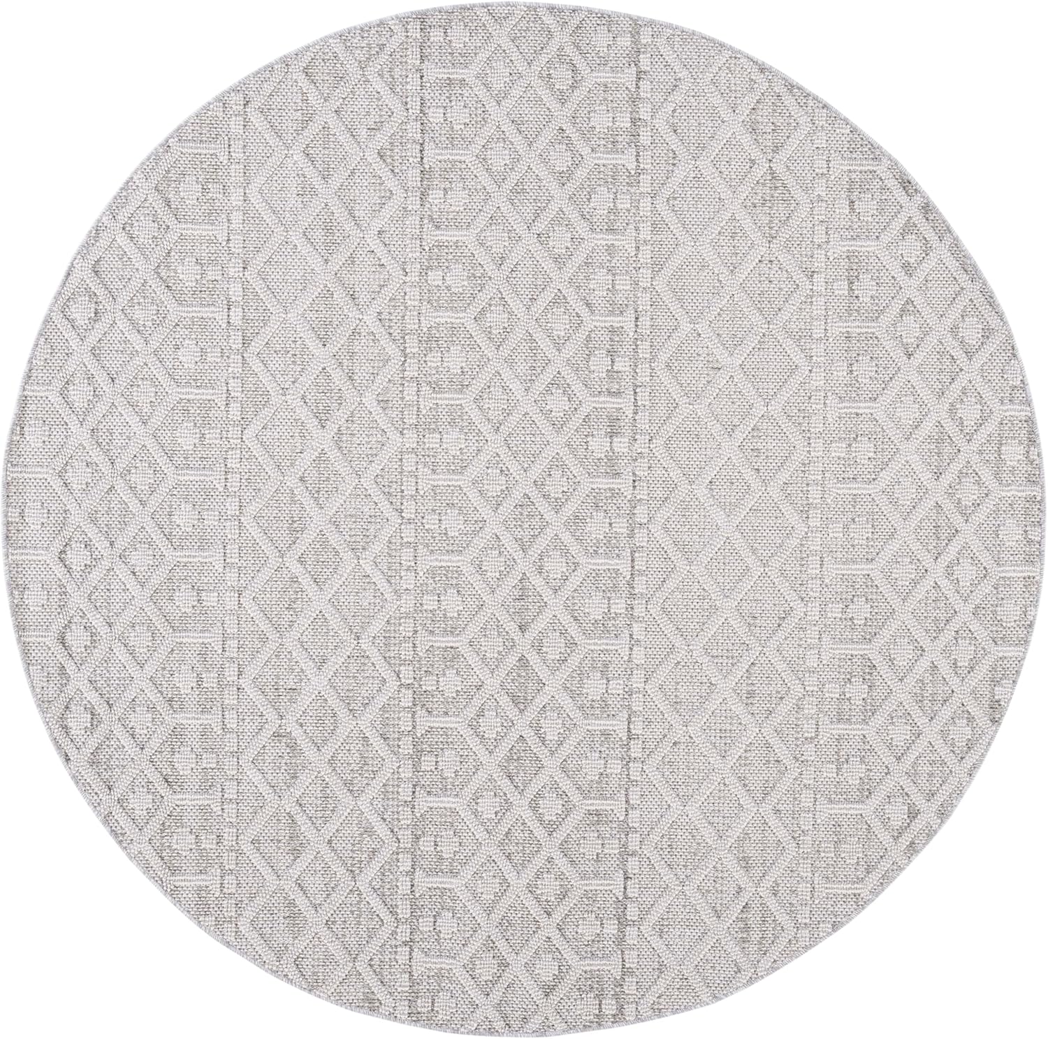 SAFAVIEH Global Collection Area Rug - 6'7" Round, Grey & Ivory, Non-Shedding & Easy Cleaning, Ideal for Living Room, Bedroom, Office, Dining Space (GLB402F)