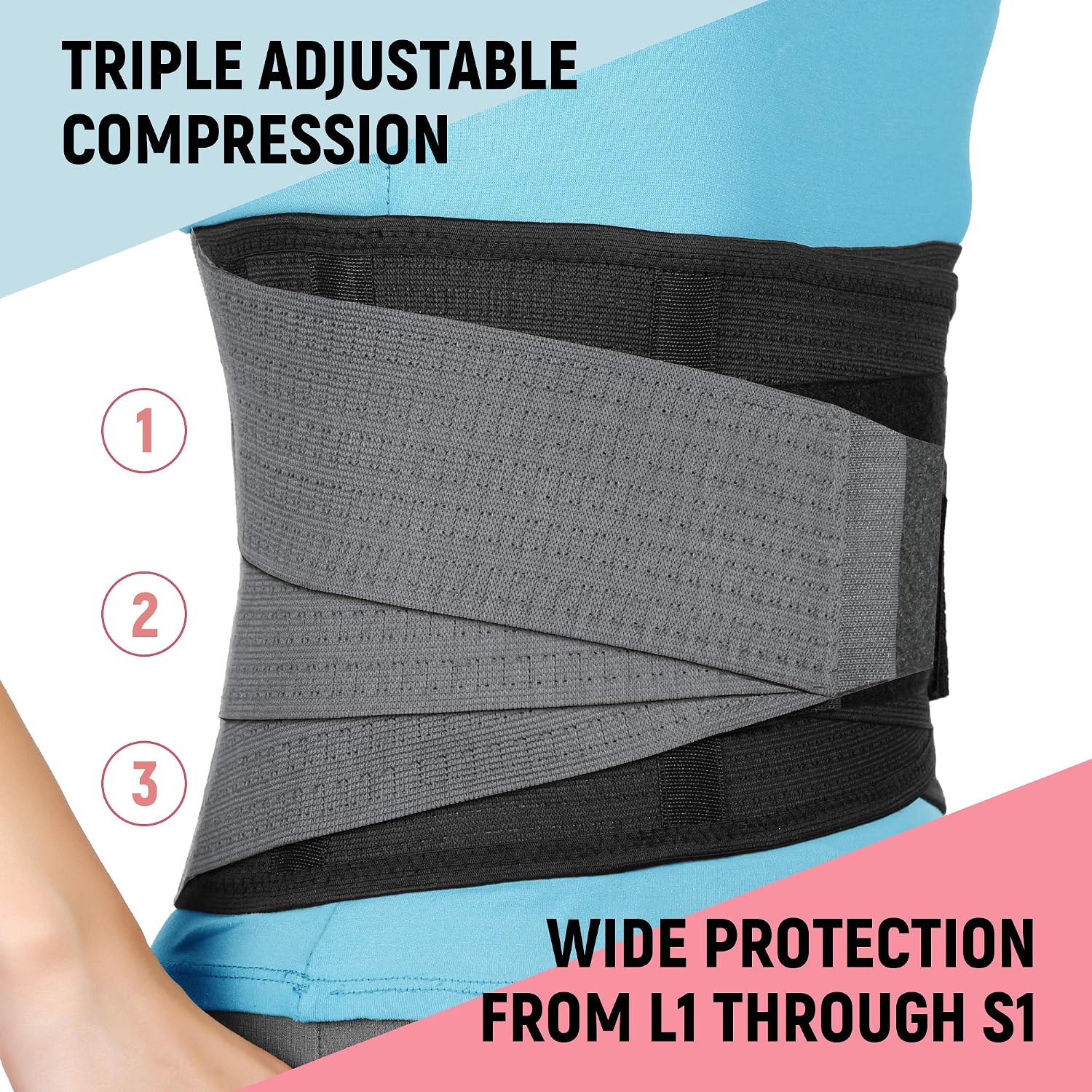AVESTON Back Brace for Lower Back Pain Relief 6 ribs Belt with Lumbar Pad Support for Men/Women Light Thin Orthopedic Rigid Adjustable Supporter for Herniated Disc (X-Large) - Image 5