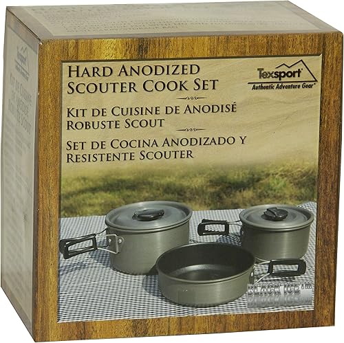 Miniatura 6 de Texsport Black Ice The Scouter - Juego de 5 utensilios de cocina anodizados duros para acampar al aire libre con bolsa de almacenamiento, pequeño