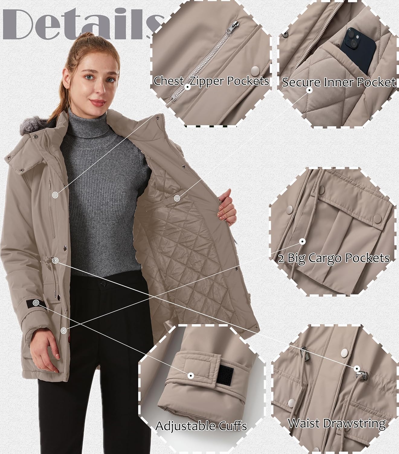 GGleaf Women's Quilted Winter Coat Warm Puffer Jacket Thicken Parka with Removable Hood (Available in Plus Size) - Image 2