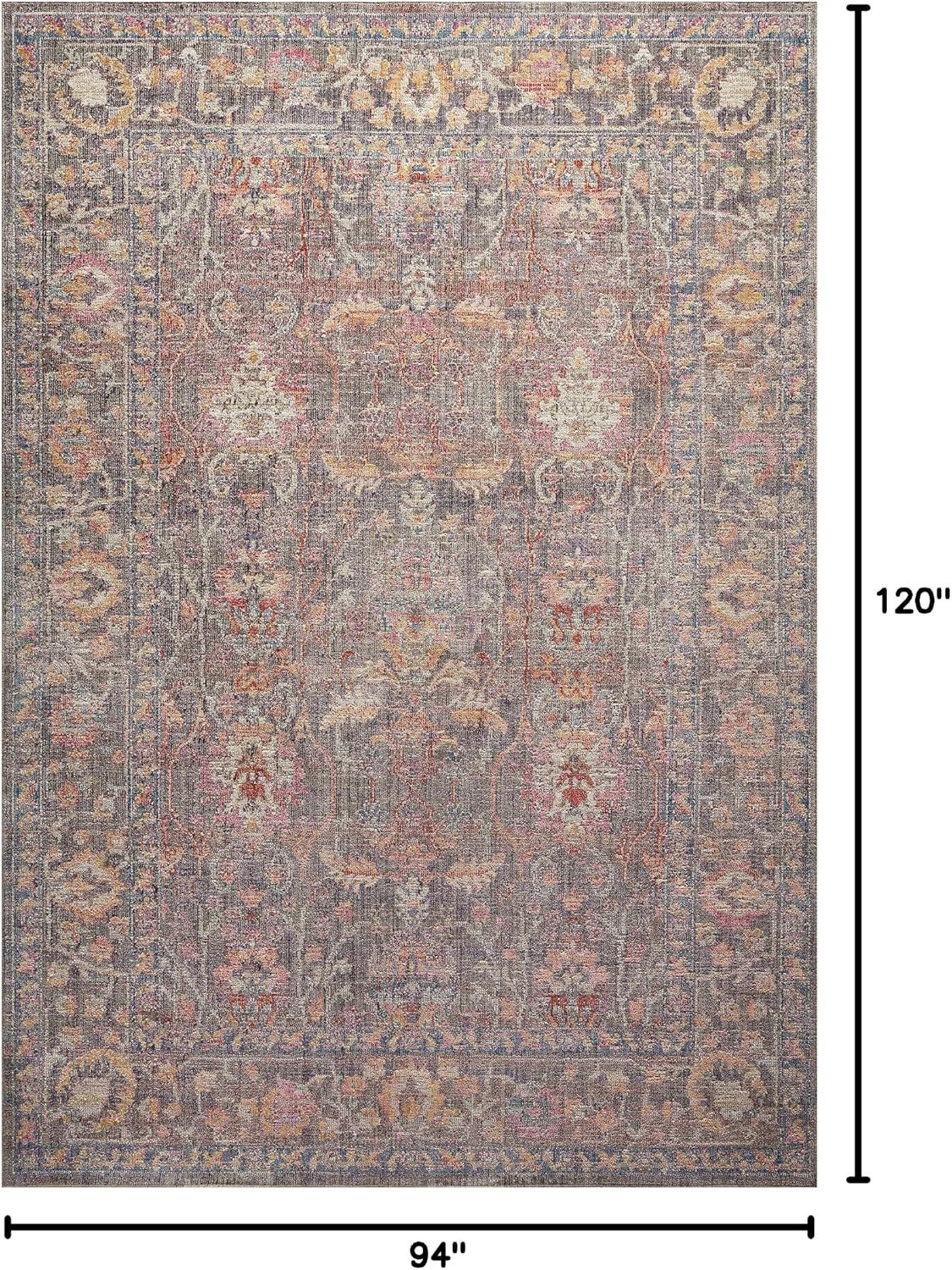 Loloi Chris Loves Julia x Rosemarie Collection ROE-01 Stone/Multi 7'-10" x 10' Area Rug