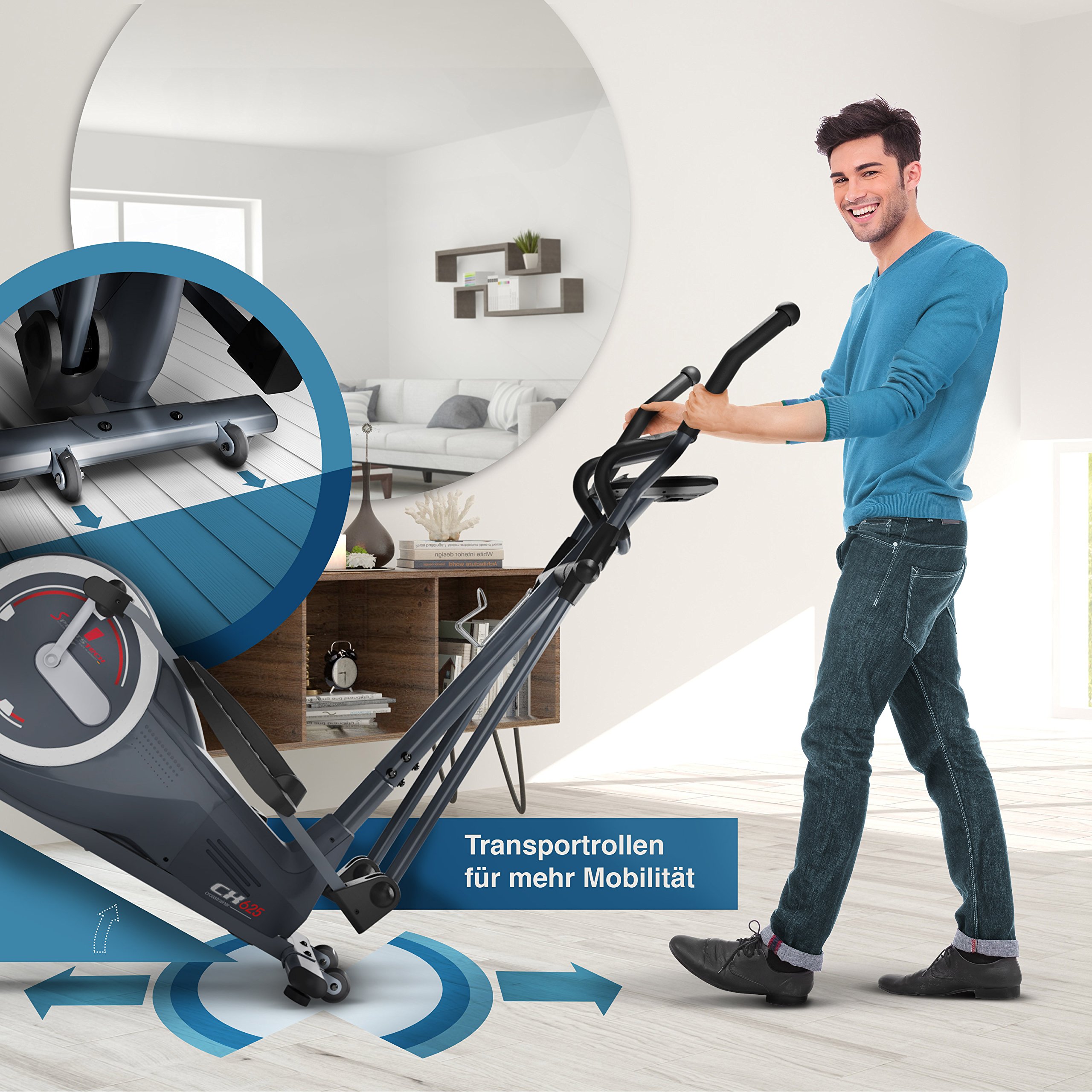 Sportstech Cyclette ellittica CX670 Quick-Fold-System, Massa volanica 21 kg, Smartphone App, Bluetooth e cardiofrequenzimetro Compatibile, 12 programmi di Allenamento, HRC e Porta Tablet (CX650)