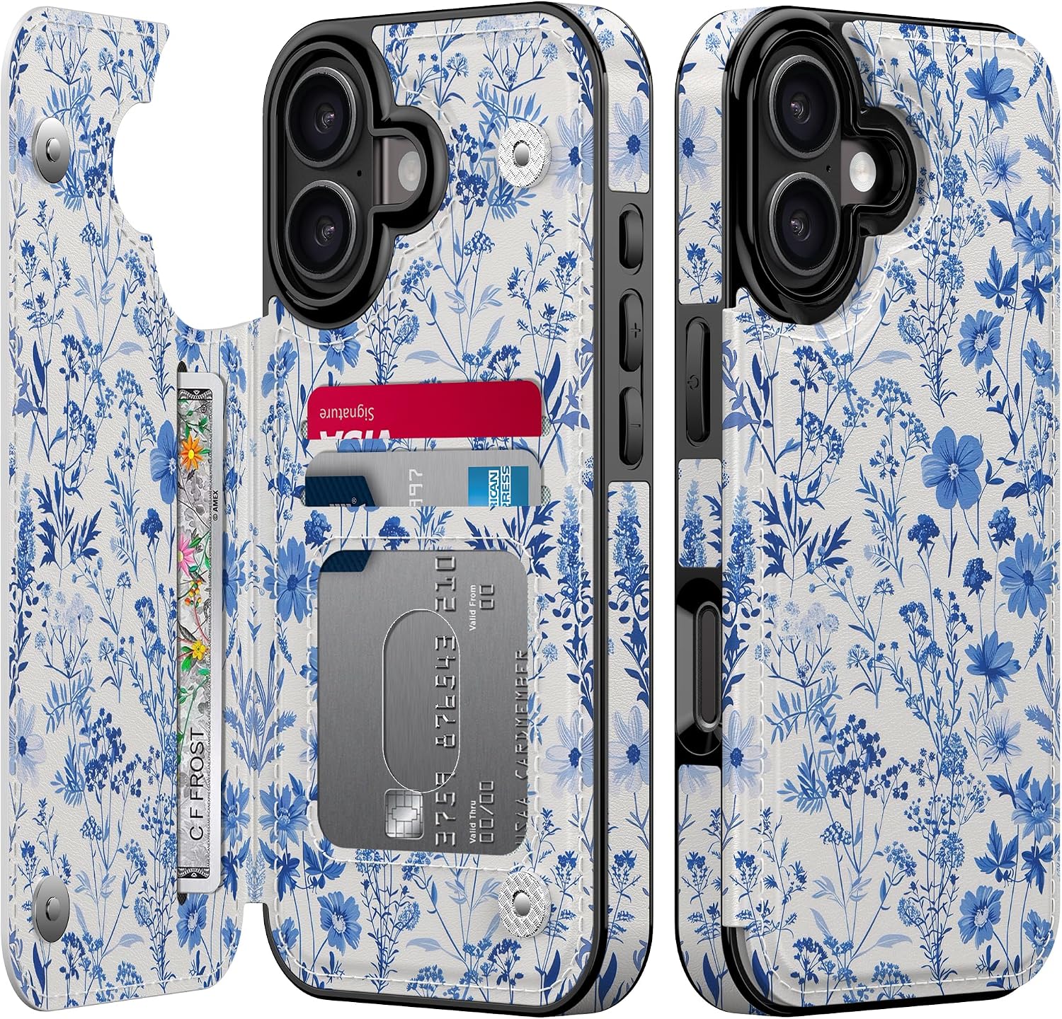 Goodon for iPhone 16 Wallet Case,Floral Premium PU Leather Cover