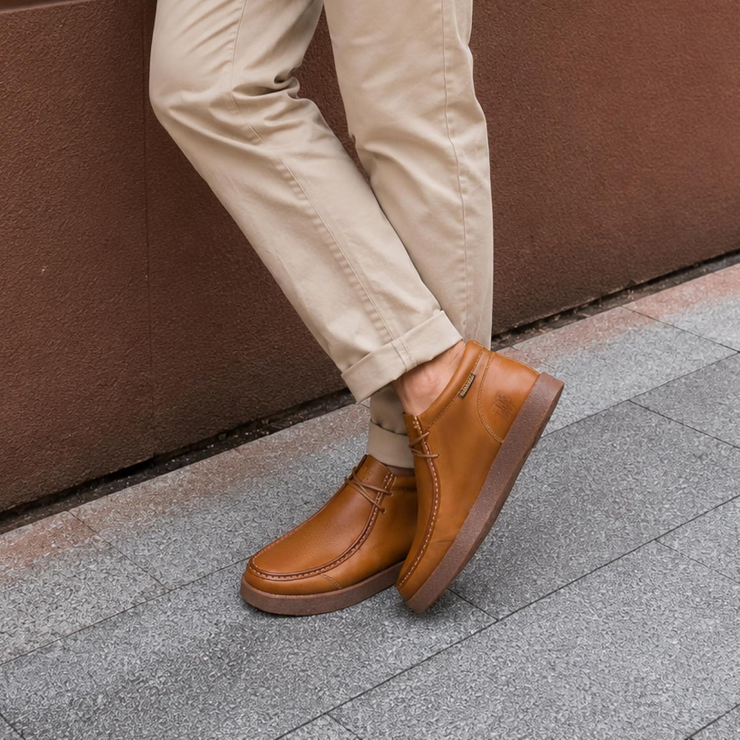 Men's Moc Toe Chukka Boots Leather Casual Desert Boot