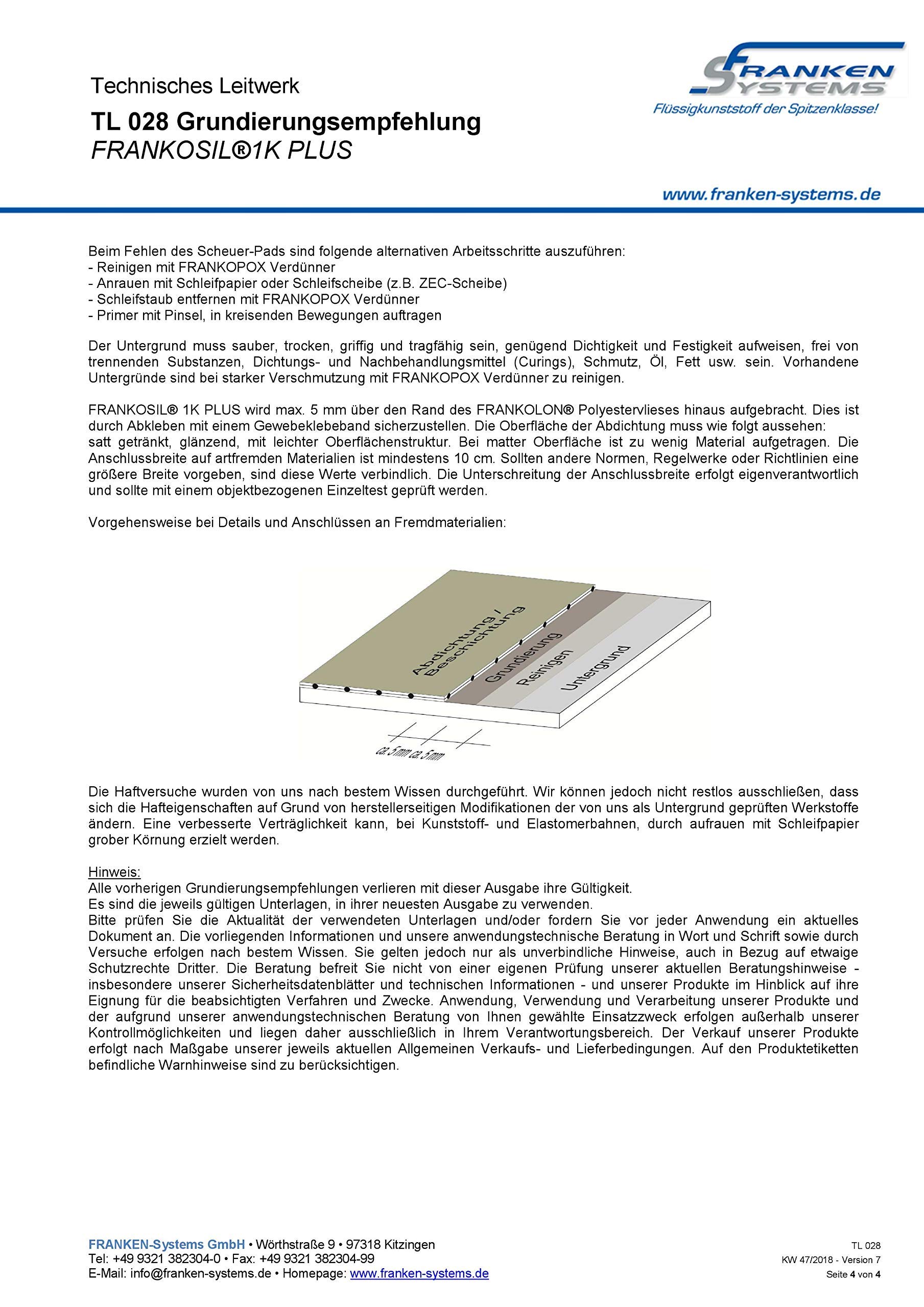 1 Dose (1,0 Liter) FRANKOLAN ® SL Haftvermittler/PR 130-1-komponentiger Haftvermittler für nichtsaugende Untergründe (Frankosil Systemkomponente)