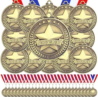 Quelay 60 Pcs Gold Award Medals with Neck Ribbons 2 Inch Winner Medals Awards Bulk Metal Trophy Award Prize Gift for Adult Competitions Education Tournaments Event