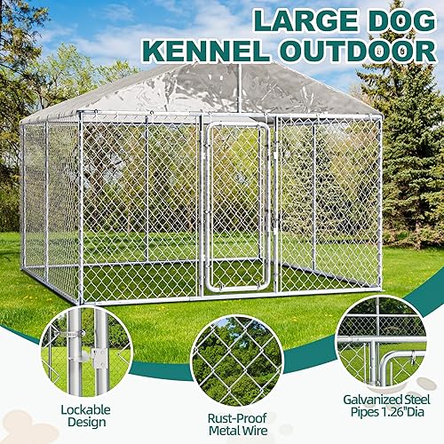 Miniatura 2 de MAIBH Jaula grande para perros al aire libre, 118 pulgadas de largo x 118 pulgadas de ancho x 83 pulgadas de alto, con cubierta impermeable de doble
