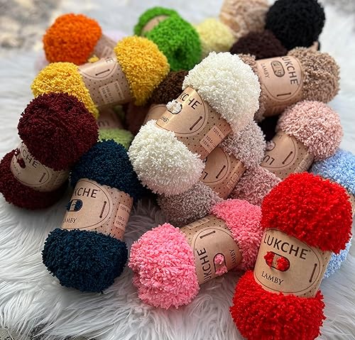 Miniatura 5 de Lukche Lamby - Hilo suave de alta calidad, 100% micro poliéster, 109 yardas (100 yardas), 3.53 onzas (3.53 oz), hilo suave y voluminoso para tejer,