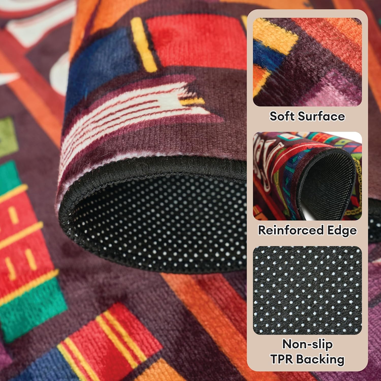 Classroom Library Rug, Reading Rug for Classroom Library, Carpet for Study Room, Non-Slip Rubber Bottom Low Pile Fade Resistant, Full Size 2x3 3x5 4x6 5x7 6x9 Ft S06