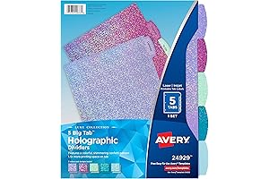 Avery Luxe Collection Holographic Big Tab Fashion Dividers for 3 Ring Binders, 5 Tab Set