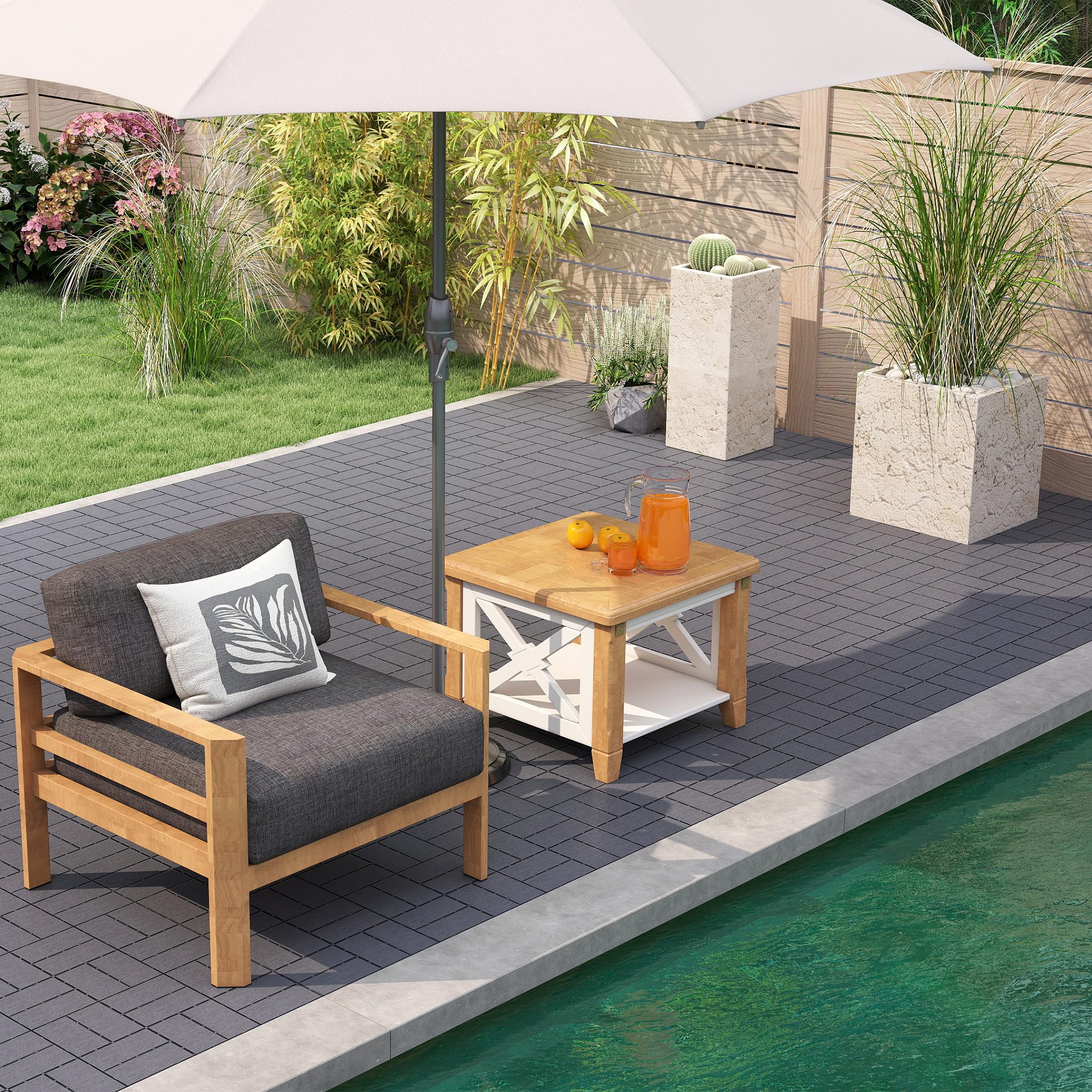 YRHome 5 m² – 55 płytek o wyglądzie drewna, płytki balkonowe, na klik, 30 x 30 cm, płytki tarasowe, odporne na działanie warunków atmosferycznych, antypoślizgowe płytki podłogowe, na taras, balkon