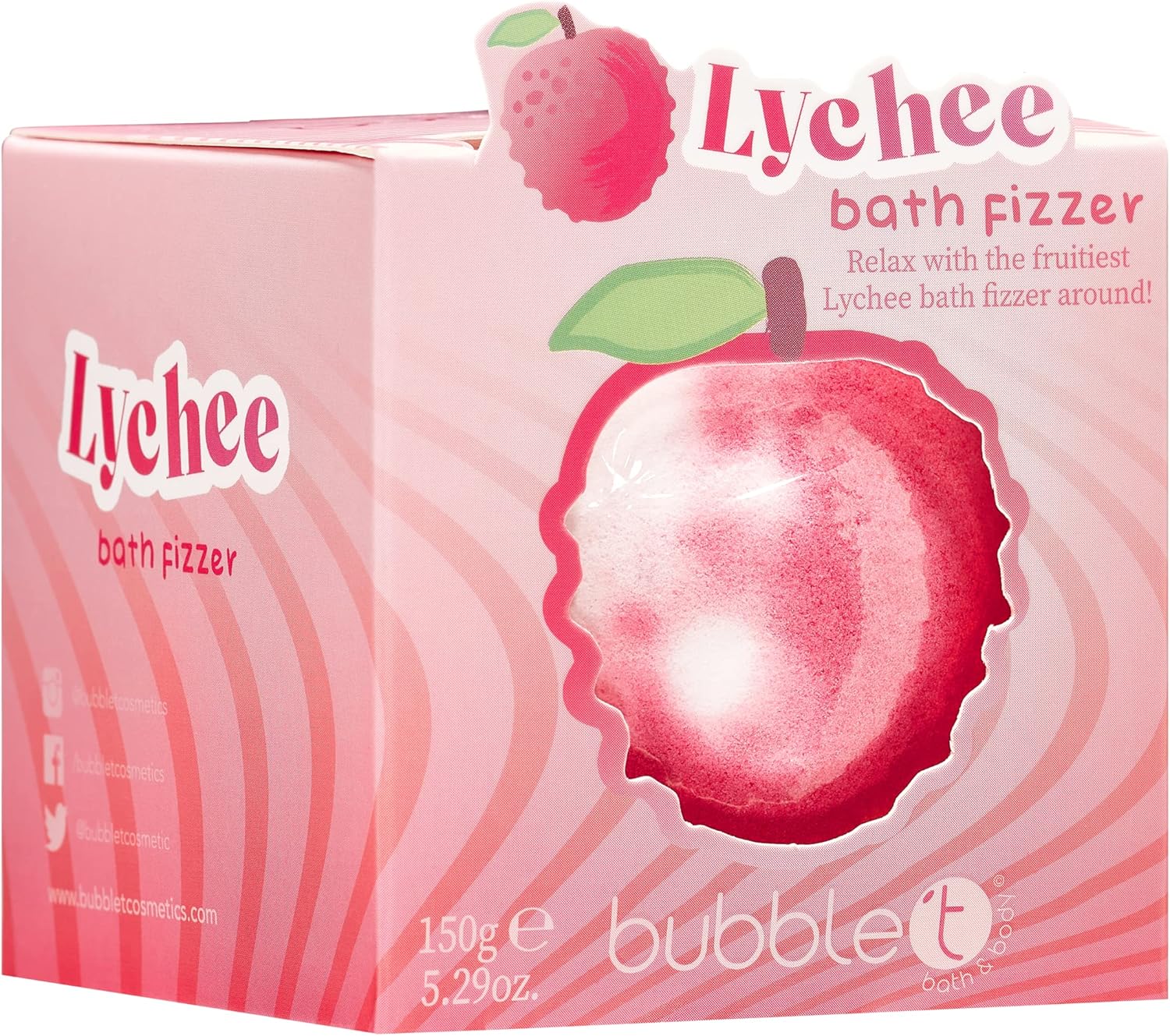 Bubble T Cosmetics Tastea Lychee Bath Bomb Fizzer, Fresh