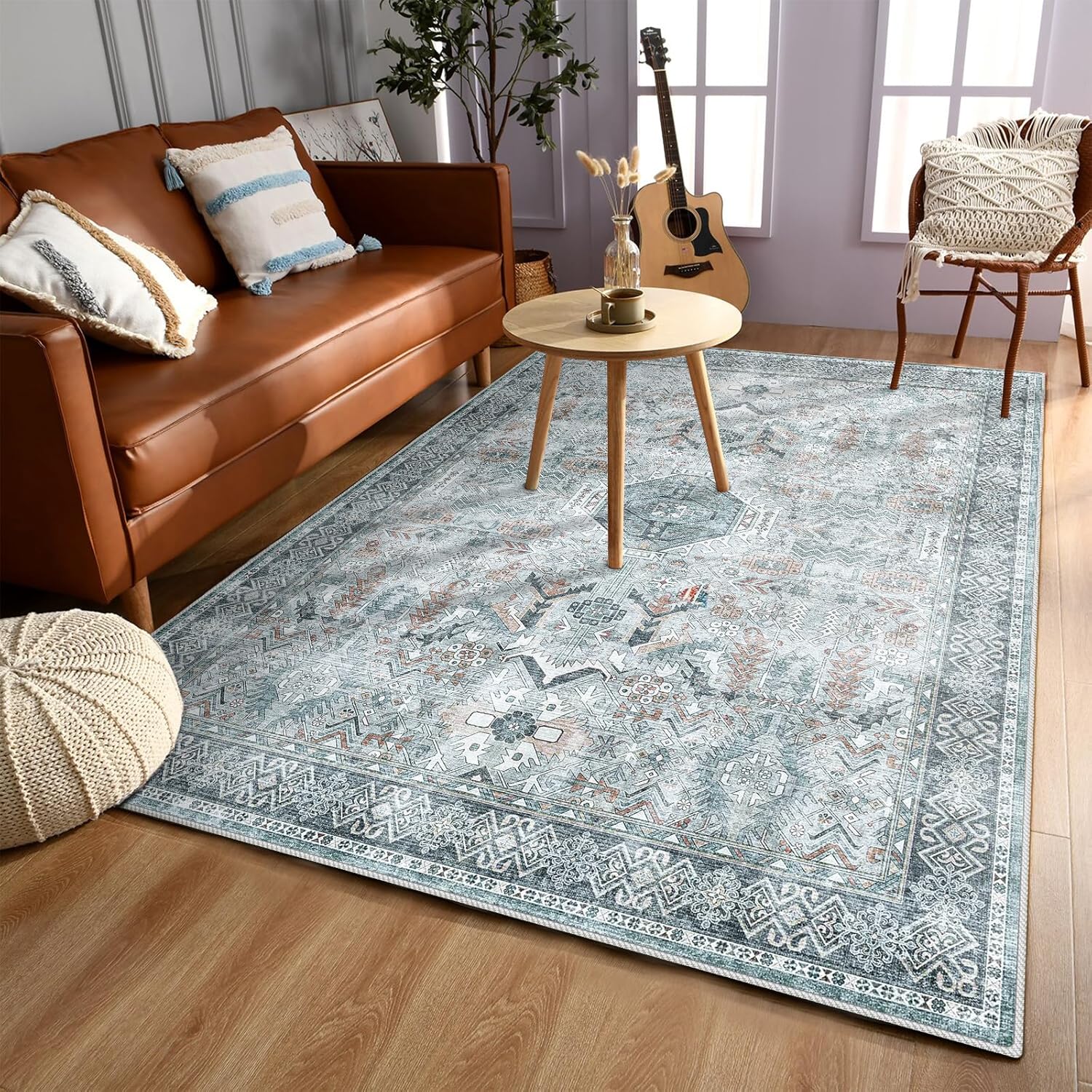 Washable Living Room Area Rug 6'x9 'Large Bedroom Rug