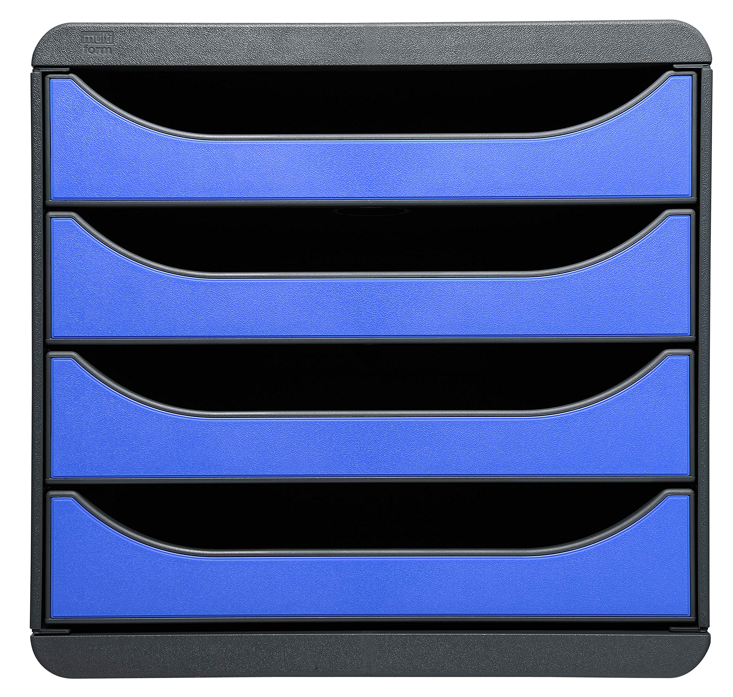 Exacompta 310779D - Módulo individual para documentos A4 + con 4 cajones, ultra-rígido y con stop de seguridad - 347x278x267 mm - BIG-BOX - Negro/azul hielo (opaco)