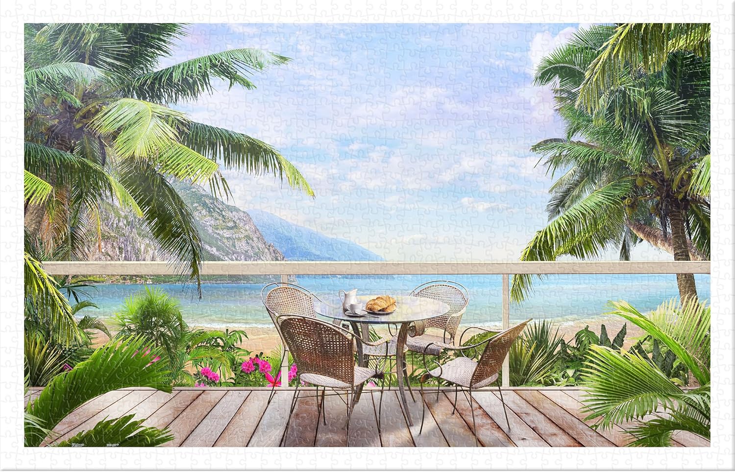 PieceRelax Plastic Jigsaw Puzzles for Adults 1000 Pieces - Lazy Beach Brunch Most Satisfying Table Games and Gifts No Puzzle Mat Required [H3798]