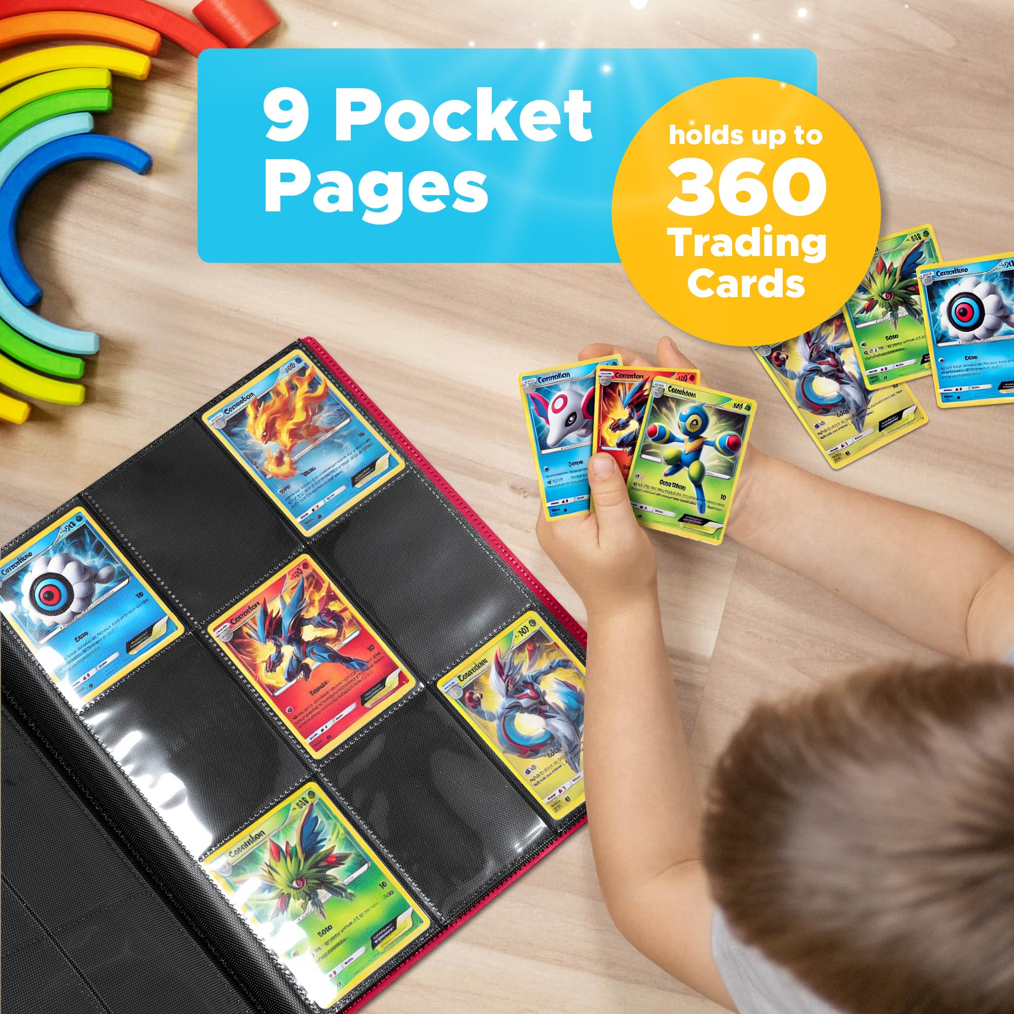 Vavasel 9 Pocket Trading Card Album Folder, 360 Side Loading Pocket Binder for Collectible Cards TCG, Trading Card Game - Image 2