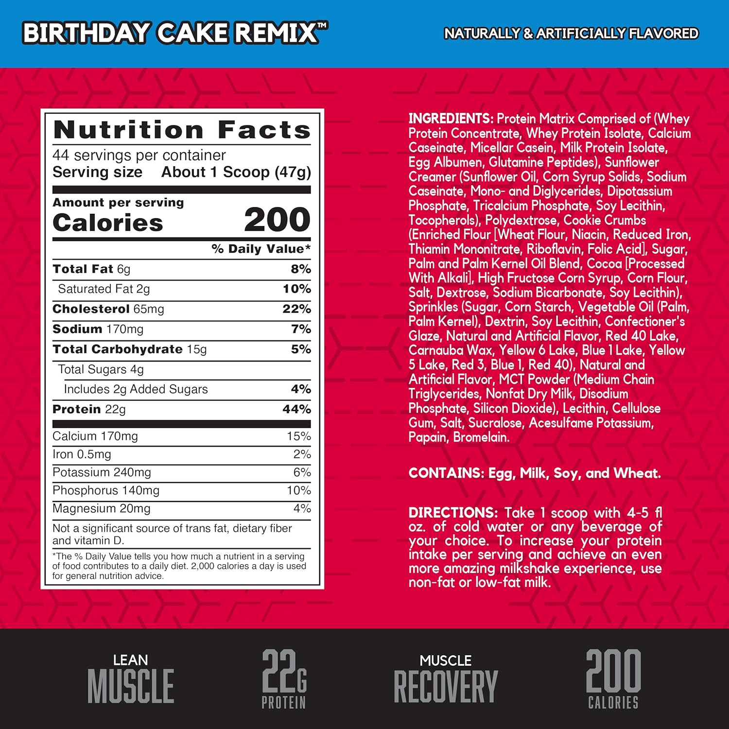 BSN Syntha-6 Whey Protein Powder, Cold Stone Creamery- Birthday Cake Remix Flavor, Micellar Casein, Milk Protein Isolate Powder, 44 Servings : Everything Else