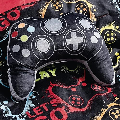 Miniatura 3 de Chezmoi Collection Gamer Bedding - Juego de edredón de microfibra de 4 piezas con estampado de consola de videojuegos para niños, adolescentes,
