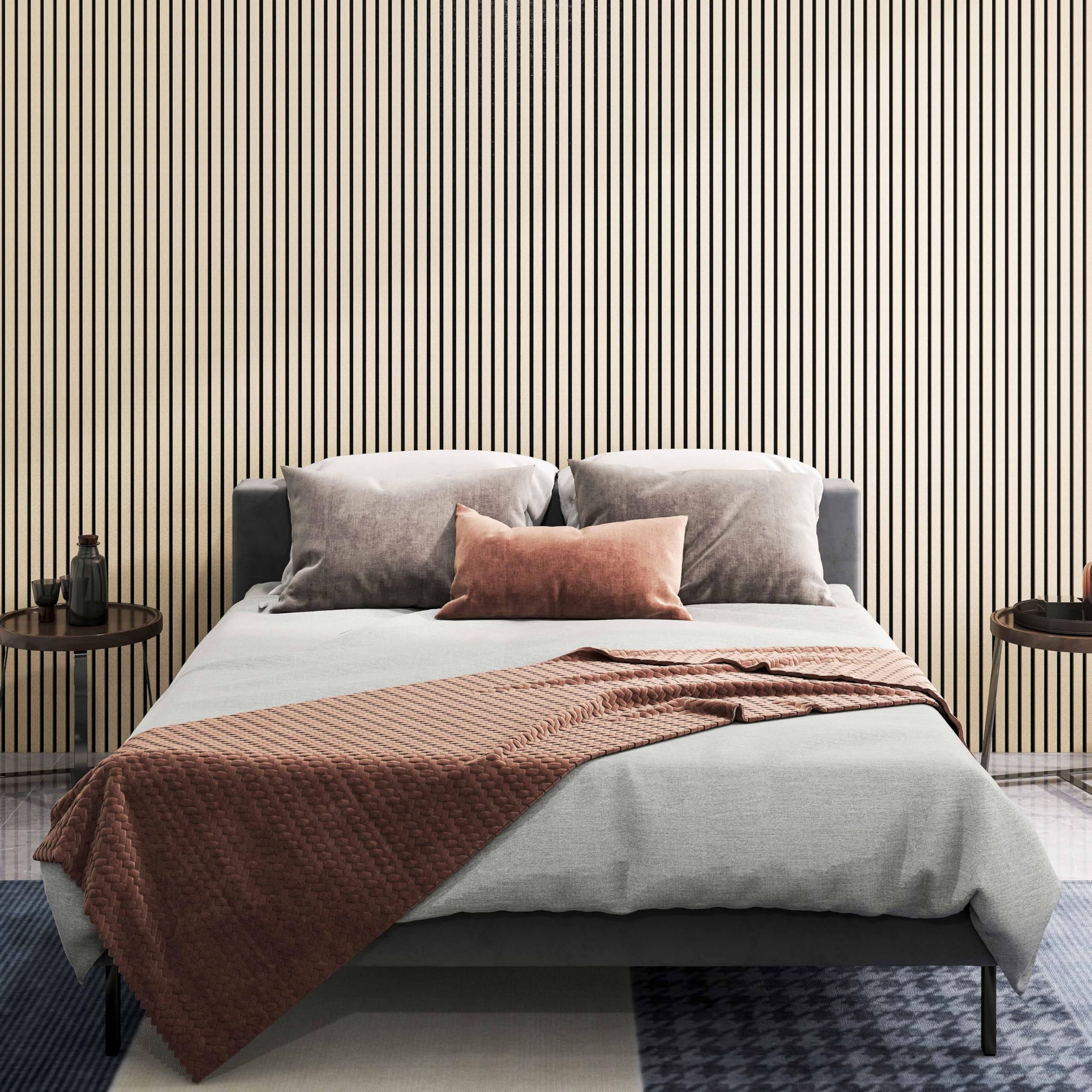 Panneaux décoratifs AICA, panneaux muraux en MDF imitation bois, lot de 3, 240 x 60 cm, couleur chêne clair