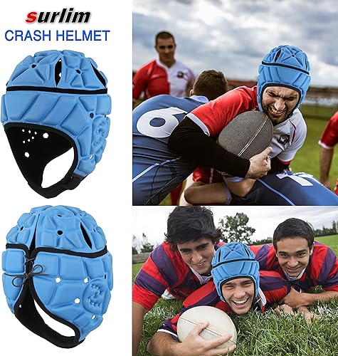 Miniatura 6 de Surlim Casco suave con bandera de fútbol americano, casco de rugby, gorra de Scrum, casco de concha suave, casco de fútbol para jóvenes y adultos