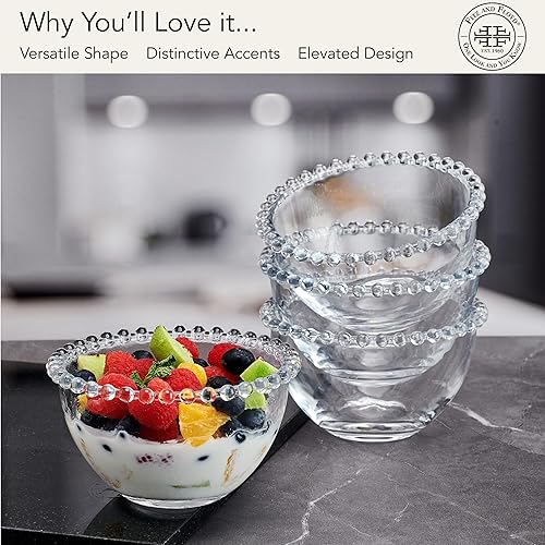 Miniatura 5 de Fitz and Floyd - Juego de 4 cuencos de cristal con cuentas, para salsas, postres, frutas, dulces, 5.25 pulgadas, transparente