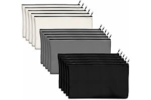 15 Pack Blank Cotton Canvas DIY Craft Zipper Bags Pouches