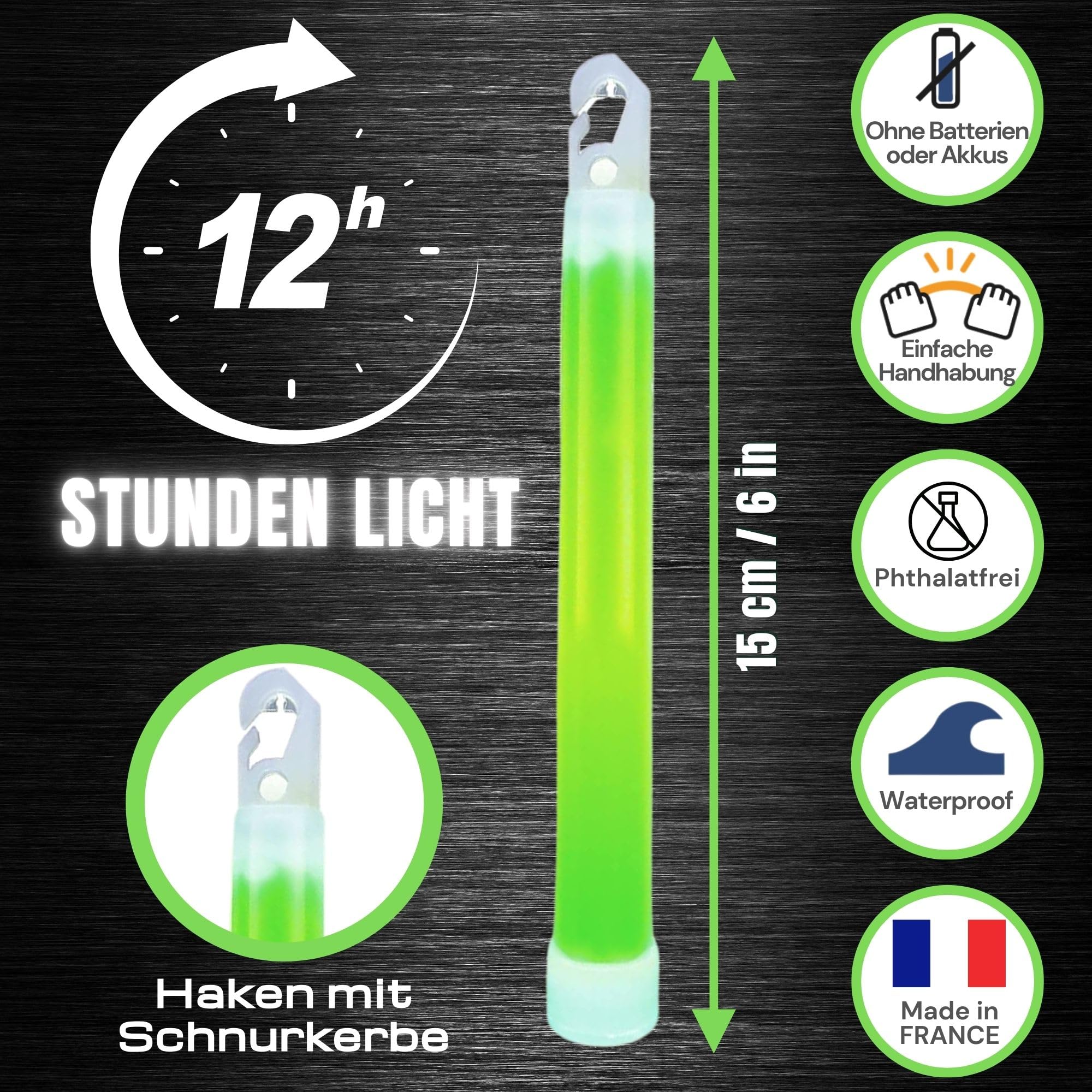 Cyalume Bastoncino luminoso verde militare ChemLight Lightsticks 15cm - Light Sticks ultra-luminosi 12 ore (Scatola da10)
