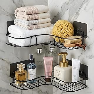 RAYMOX Metal Bathroom Corner Shelf, No-Drill Self-Adhesive Wall Rack - Set of 2 Price In India