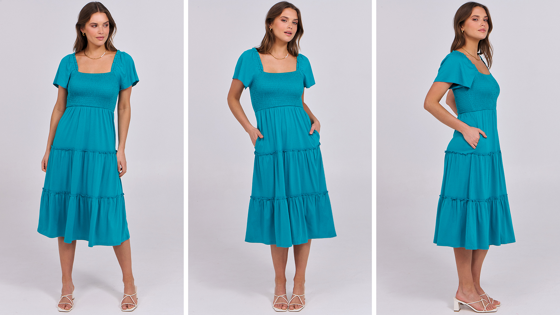 ANRABESS Women Summer Casual Square Neck Flutter Sleeve Boho