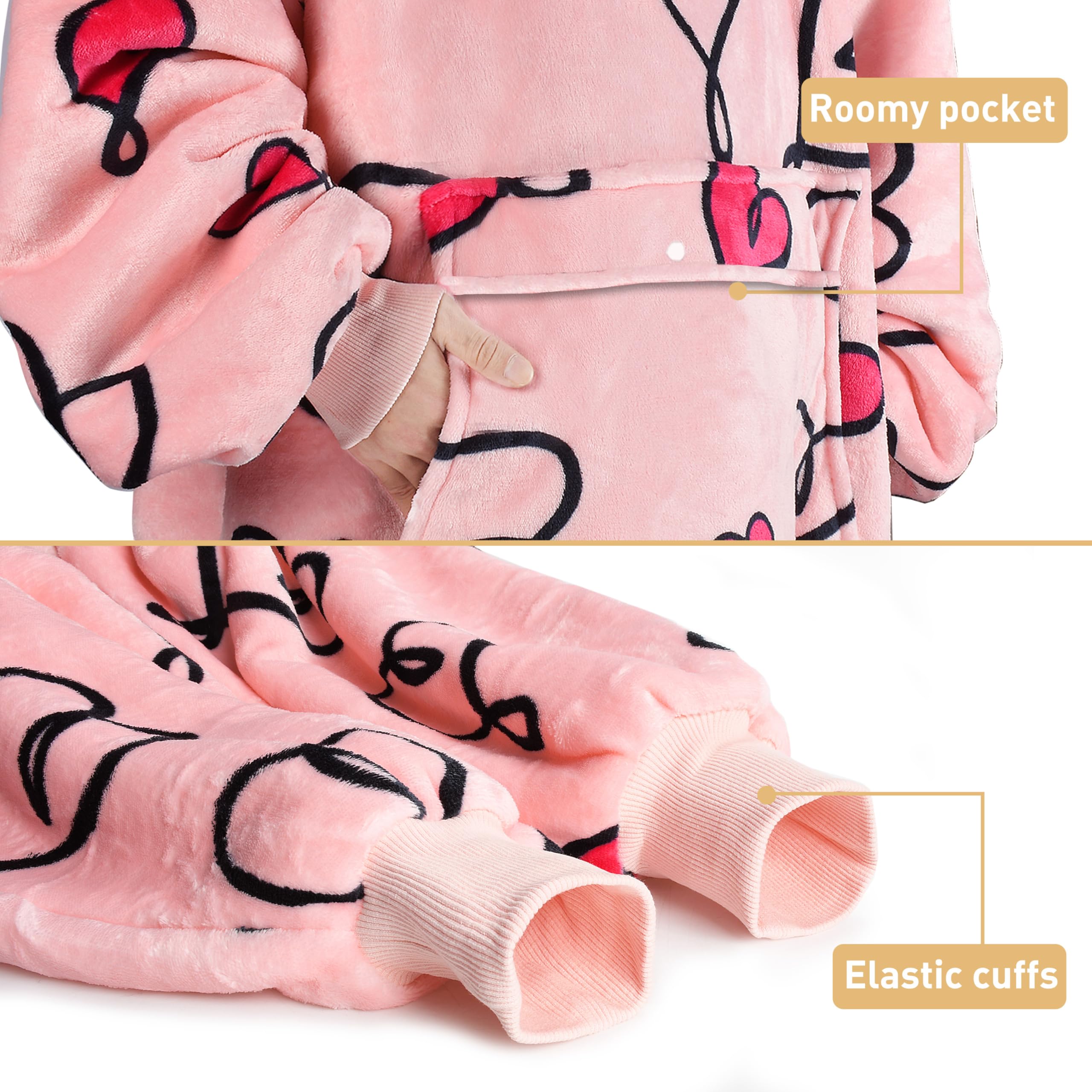 Catalonia Oversized Blanket Hoodie Sweatshirt, Wearable Sherpa Lounging Pullover for Adults Women Men