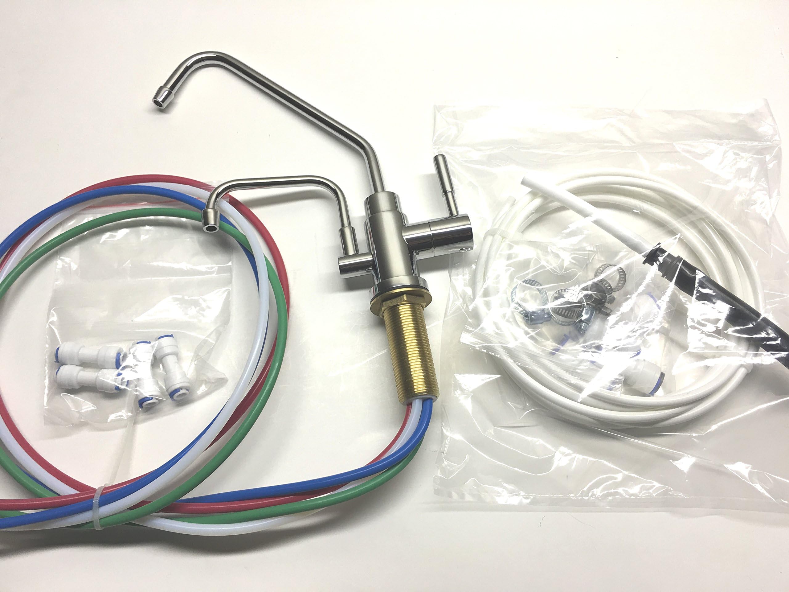 Universal Ionizer Faucet for Under Sink Installation - Chrome Finish with Installation Kit (Kit A - 3/8" Plastic Line, 3/8" Ionizer Fitting Size)