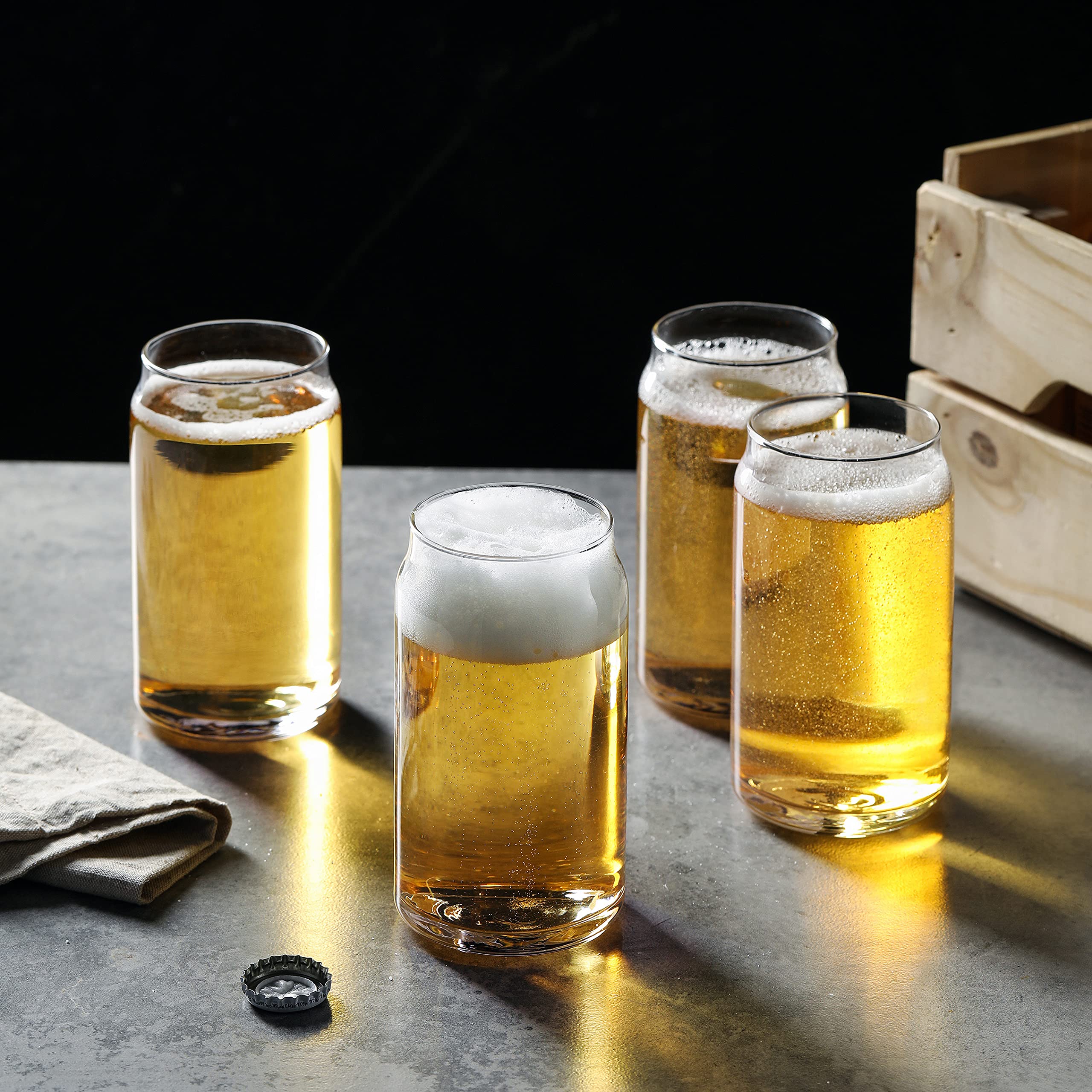 Vasos de vaso de 16 onzas, vasos de cerveza, vasos de bebida, juego de 12 piezas con pajitas, ideal para cerveza, café helado, té, jugo, cóctel, whisky, sin BPA
