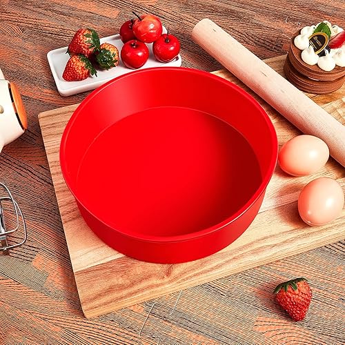 Miniatura 4 de Dandat 8 moldes de silicona para hornear de 6 pulgadas, moldes de silicona reutilizables para tartas, moldes redondos de liberación rápida, molde de