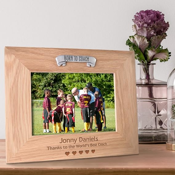 Coaching Gift Engraved Oak Photo Frame Gifts Football Rugby Cricket