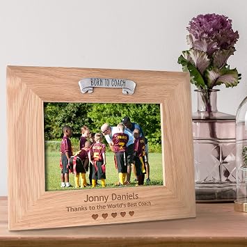 Coaching Gift Engraved Oak Photo Frame Gifts Football Rugby Cricket