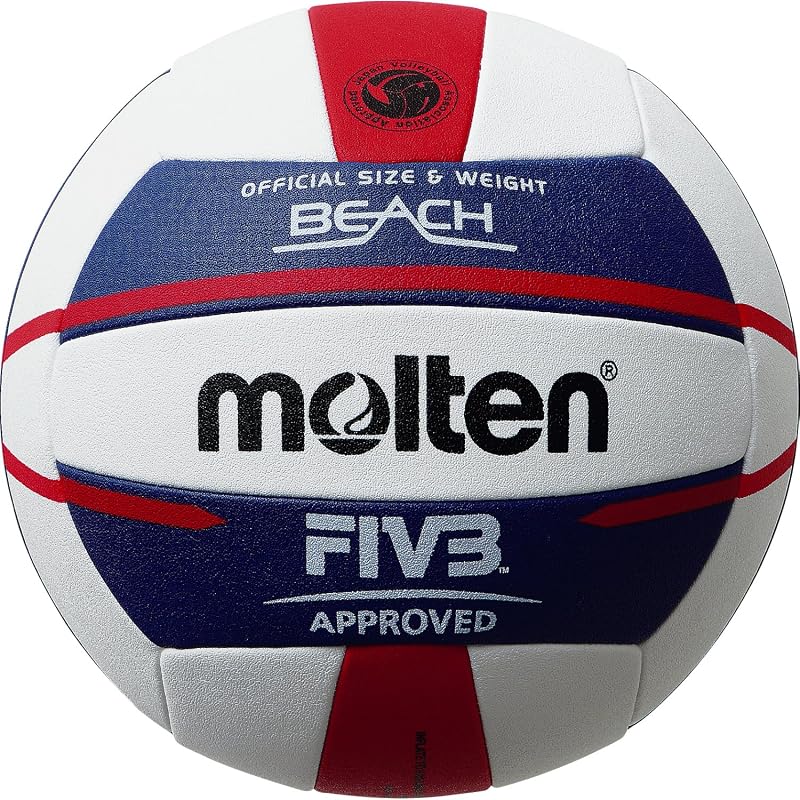 El balón de voleibol de playa de élite oficial Molten, aprobado por la FIVB, con una cubierta de poliuretano resistente y duradera y cosida a máquina que es excelente para todos los usos al aire libre.