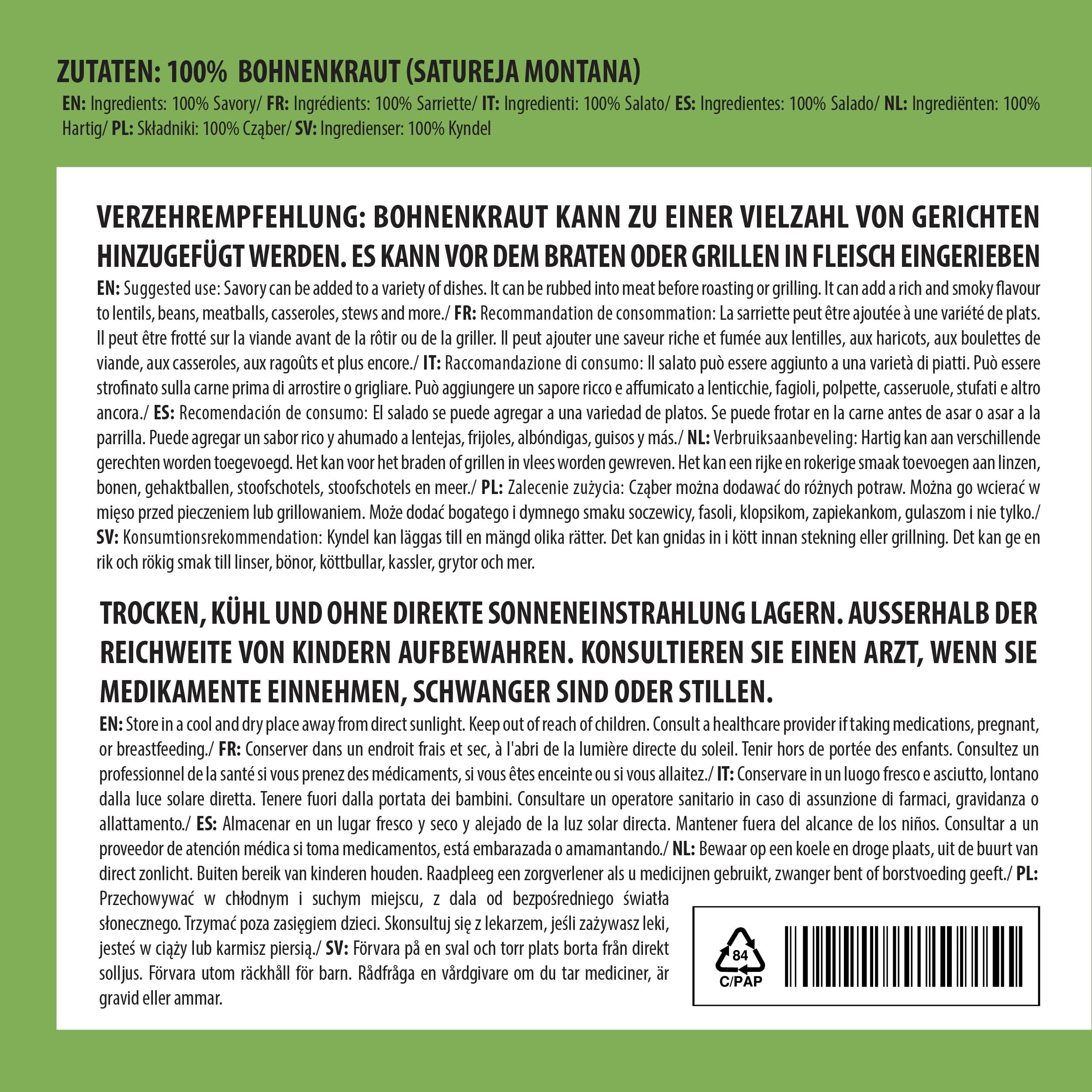 Alpi Nature Ajedrea Seca 250g, Hierba Ajedrea Seca y Frotada para Cocinar, Satureja