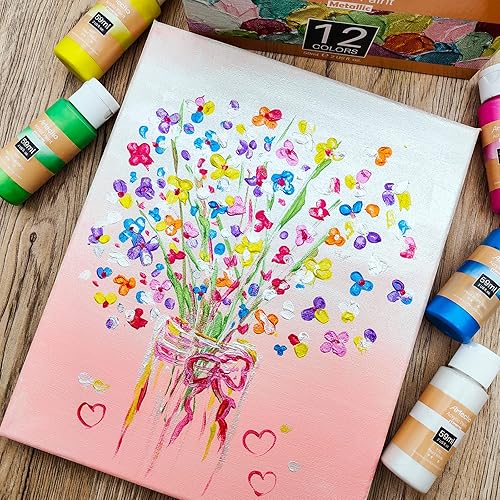 Miniatura 5 de Artecho - Juego de pintura acrílica para arte, 2.0oz fl59 ml, suministros de pintura acrílica para madera, tela, manualidades, lienzo, cuero y piedra