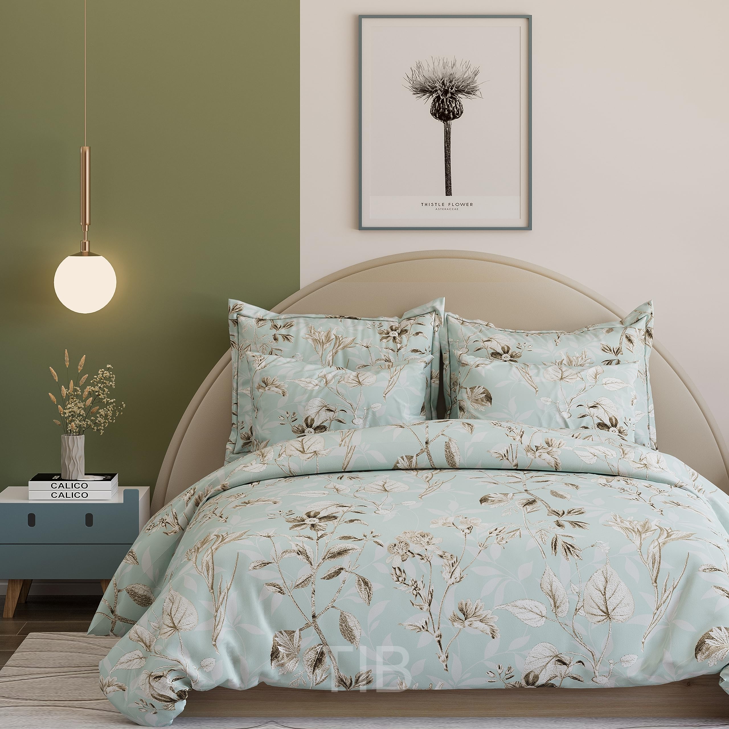 TIB Glace Cotton Double Super King Size Bedsheet with 2 Pillow Covers (108x 108 inches, Aqua Leaf) (B0CHJWQFDK) Amazon Price History, Amazon Price Tracker