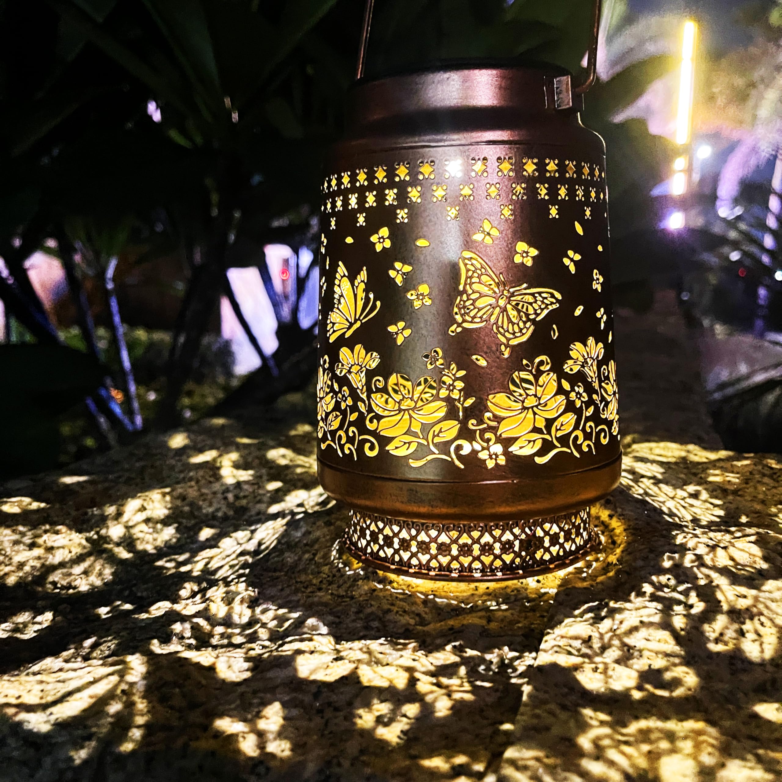 LightingU Butterfly Solar Lantern Outdoor Waterproof Hanging Decorative Lights for Garden Yard Patio Lawn Pathway Landscape