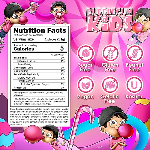 Miniatura 2 de Bubblegum Kids Goma de mascar sin azúcar, sabor clásico de goma de mascar sin azúcar, goma de mascar para niños y adultos que anhelan nostalgia