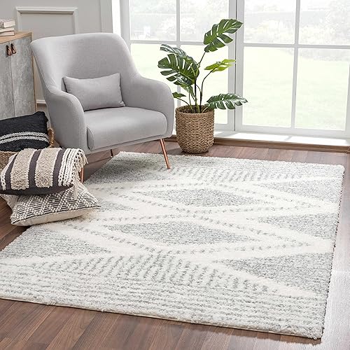 Lux Shag Collection - Alfombra marroquí de estilo rústico para sala de estar y dormitorio, alfombra bohemia de pelo alto, alfombra suave y bohemia