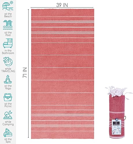 Miniatura 2 de Casamollis Toalla de playa turca con bolsa de viaje, 39 x 71 pulgadas, secado rápido, sin arena, ligera, grande, toalla de playa turca, toalla de