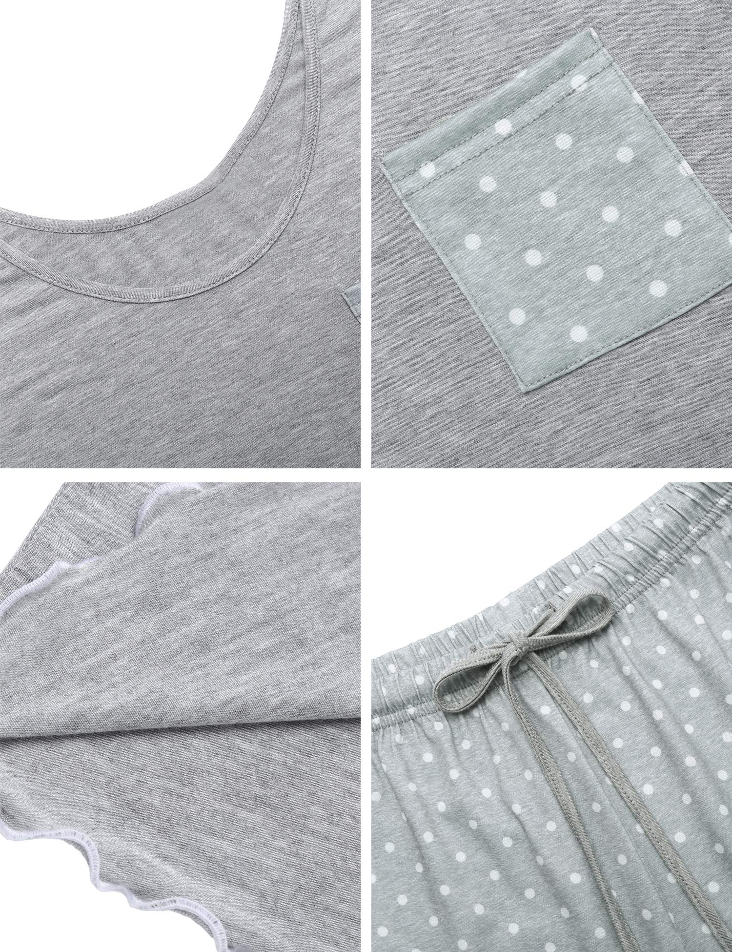 ADOME Pigiama Donna Estivo Corto Pigiami 2 Pezzi Camicia da Notte Pigiami da Donna Senza Maniche Comodo S-XXL