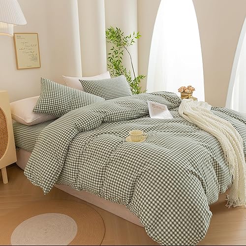 Miniatura 117 de ECOCOTT Juego de funda de edredón de 3 piezas, 100% algodón lavado, duradero, suave y cómodo, con cierre de cremallera, sin edredón, tamaño King