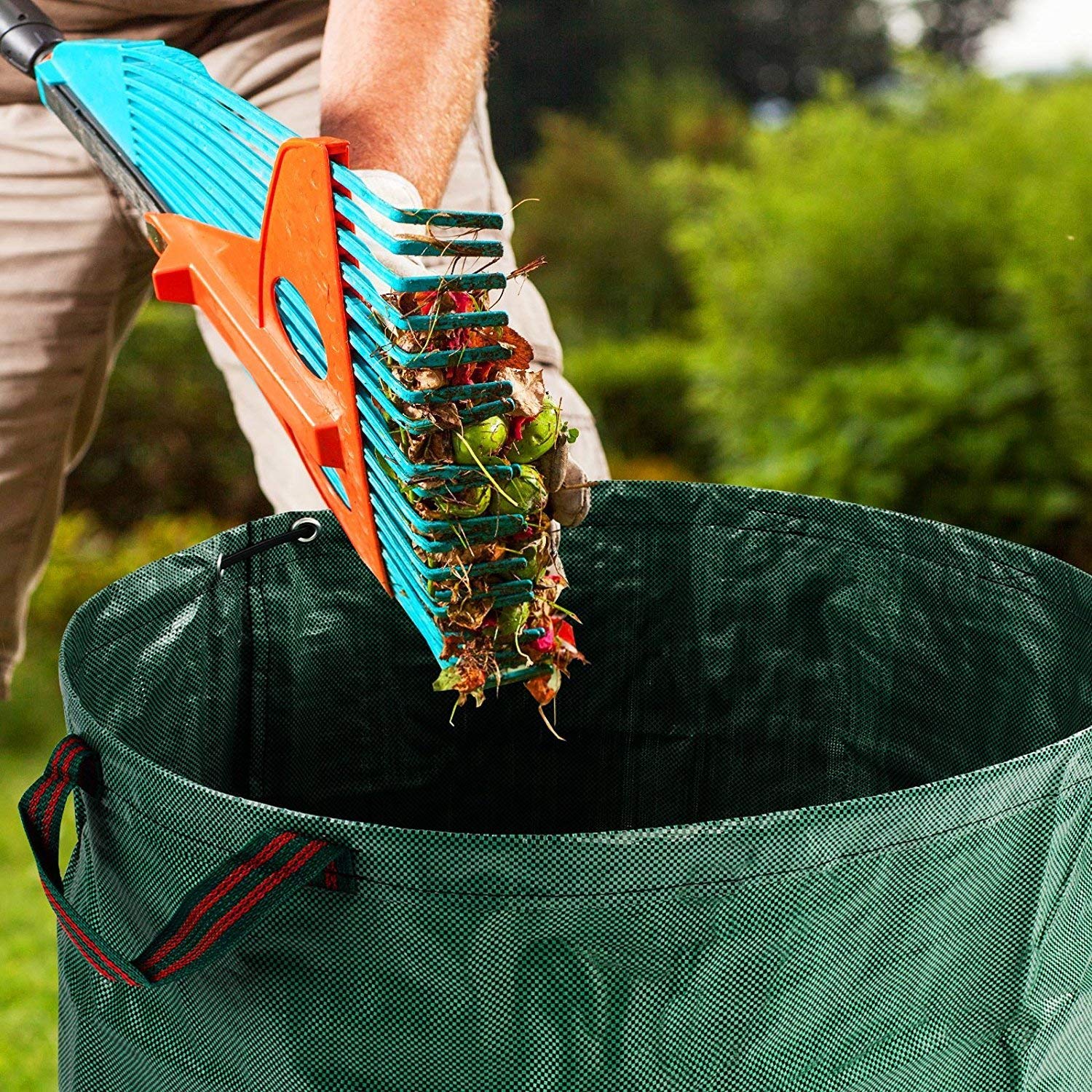Sac à Déchets De Jardin 272 Litres - Lot De 2 Sacs En Polypropylène Robuste, Imperméables Et Réutilisables - Avec Poignées Renforcées