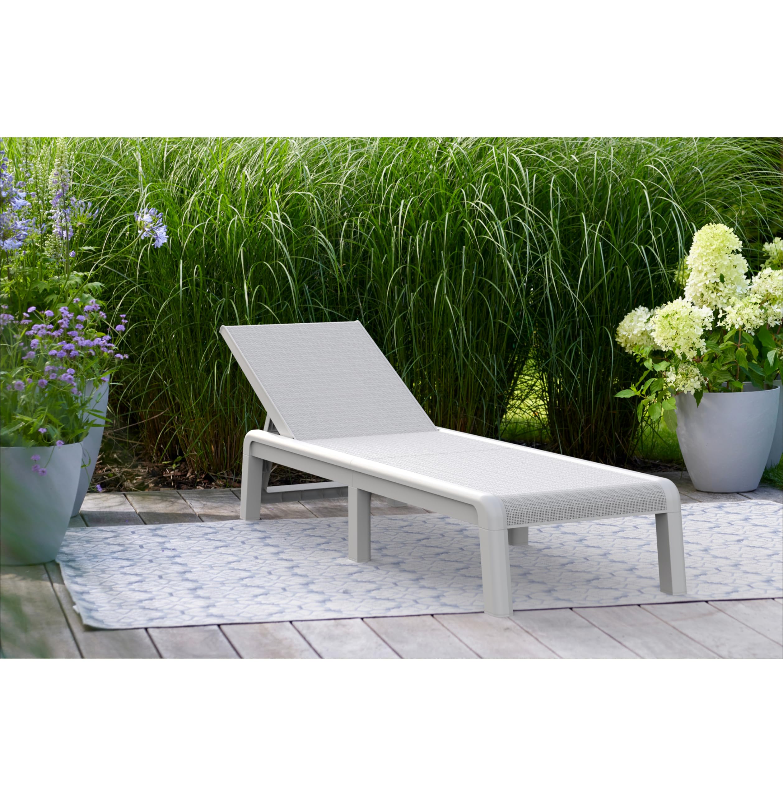 Keter Palma-Tumbona de Jardín Plegable, para Exterior terrazas, Patios, Jardines, 4 Posiciones, Color Blanco